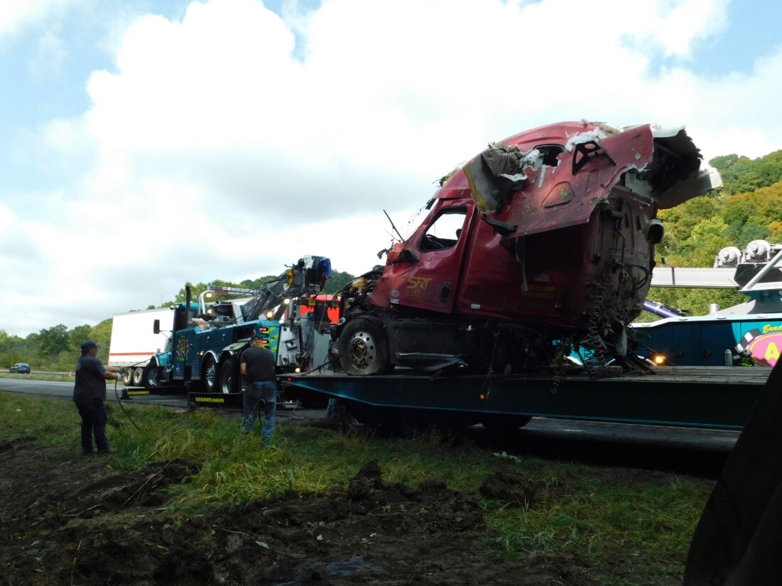 Truck rolls over on I-470 | News, Sports, Jobs